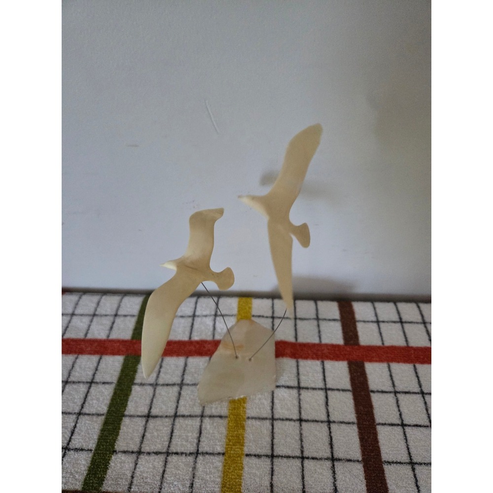Vintage 1974 Marvin Wernick Co Seagulls Sculpture Stone Base Handcrafted USA